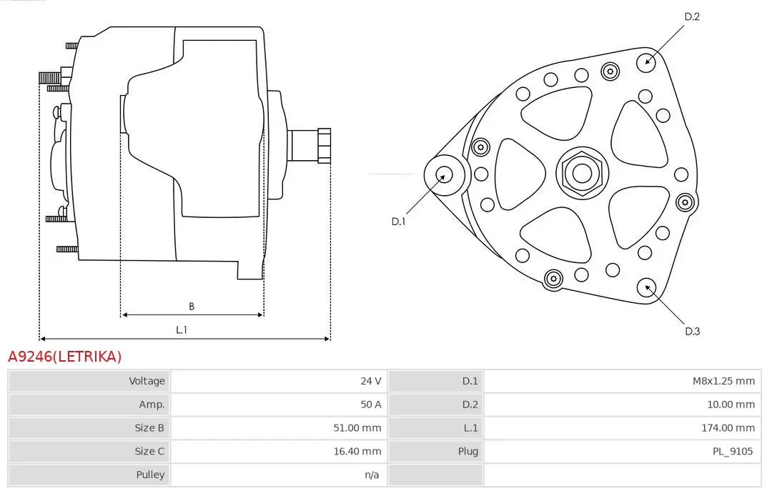 Generator 24 V AS-PL A9246(LETRIKA) Bild Generator 24 V AS-PL A9246(LETRIKA)