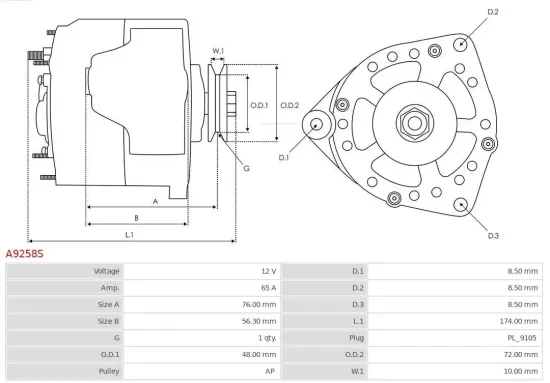 Generator 12 V AS-PL A9258S Bild Generator 12 V AS-PL A9258S