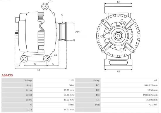 Generator 12 V AS-PL A9443S Bild Generator 12 V AS-PL A9443S