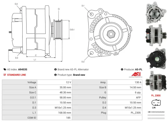 Generator 12 V AS-PL A9453S Bild Generator 12 V AS-PL A9453S