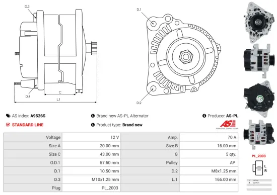 Generator 12 V AS-PL A9526S Bild Generator 12 V AS-PL A9526S