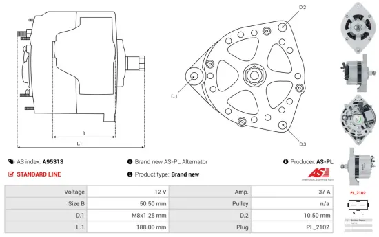 Generator 12 V AS-PL A9531S Bild Generator 12 V AS-PL A9531S