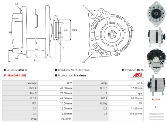 Generator 12 V AS-PL A9601S Bild Generator 12 V AS-PL A9601S