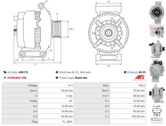 Generator 12 V AS-PL A9617S Bild Generator 12 V AS-PL A9617S