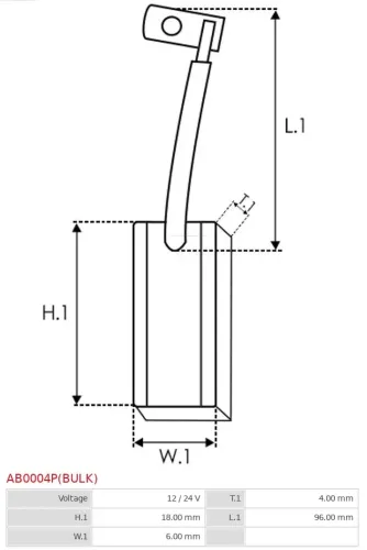 Kohlebürste, Generator 12 V AS-PL AB0004P(BULK) Bild Kohlebürste, Generator 12 V AS-PL AB0004P(BULK)