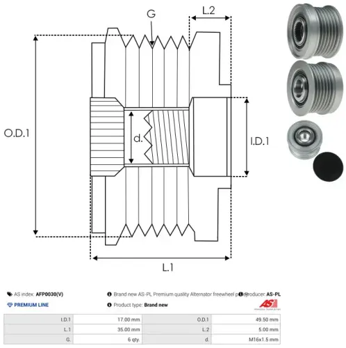 Generatorfreilauf AS-PL AFP0030(V) Bild Generatorfreilauf AS-PL AFP0030(V)