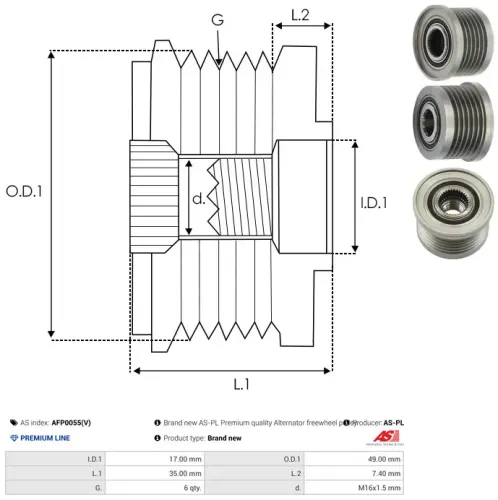 Generatorfreilauf AS-PL AFP0055(V) Bild Generatorfreilauf AS-PL AFP0055(V)