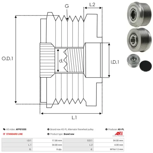 Generatorfreilauf AS-PL AFP0103S Bild Generatorfreilauf AS-PL AFP0103S