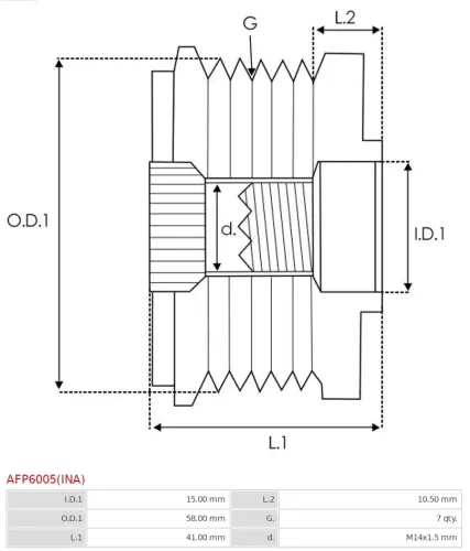 Generatorfreilauf AS-PL AFP6005(INA) Bild Generatorfreilauf AS-PL AFP6005(INA)