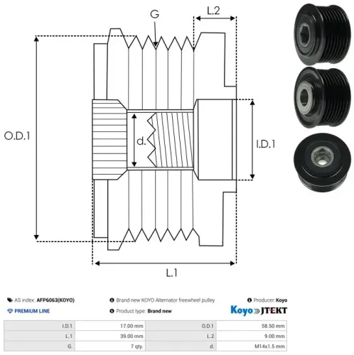 Generatorfreilauf AS-PL AFP6063(KOYO) Bild Generatorfreilauf AS-PL AFP6063(KOYO)