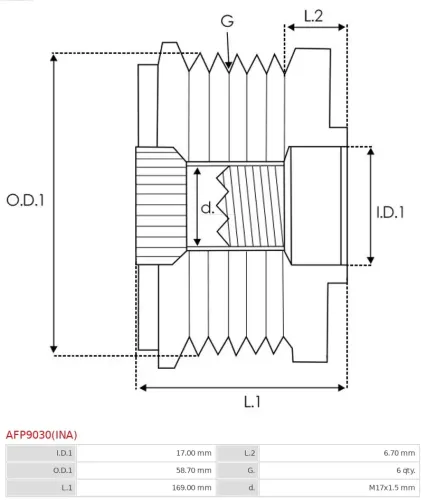 Generatorfreilauf AS-PL AFP9030(INA) Bild Generatorfreilauf AS-PL AFP9030(INA)