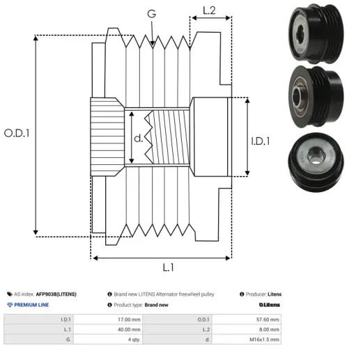 Generatorfreilauf AS-PL AFP9038(LITENS) Bild Generatorfreilauf AS-PL AFP9038(LITENS)
