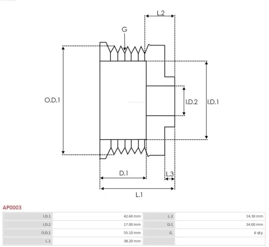 Riemenscheibe, Generator AS-PL AP0003 Bild Riemenscheibe, Generator AS-PL AP0003