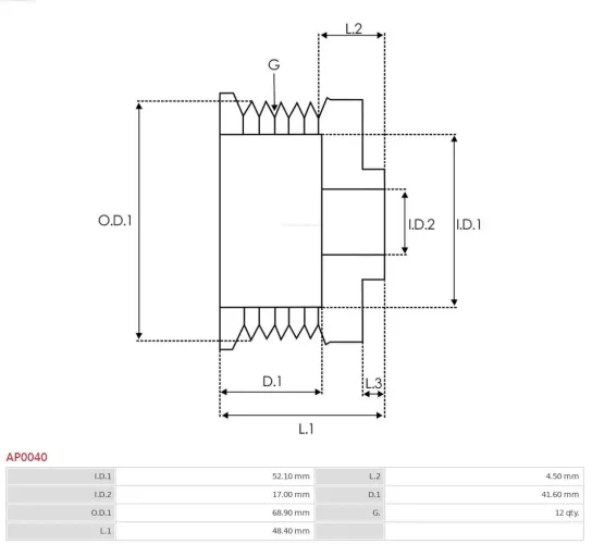 Riemenscheibe, Generator AS-PL AP0040 Bild Riemenscheibe, Generator AS-PL AP0040