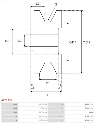 Riemenscheibe, Generator AS-PL AP0135S Bild Riemenscheibe, Generator AS-PL AP0135S