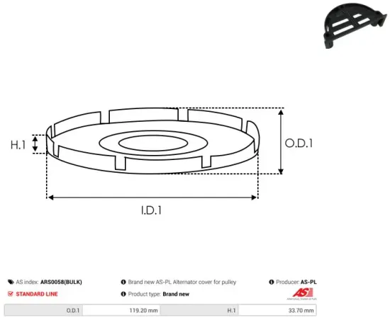 Riemenscheibe, Generator AS-PL ARS0058(BULK) Bild Riemenscheibe, Generator AS-PL ARS0058(BULK)