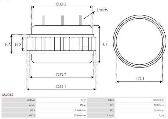Stator, Generator 12 V AS-PL AS0014 Bild Stator, Generator 12 V AS-PL AS0014