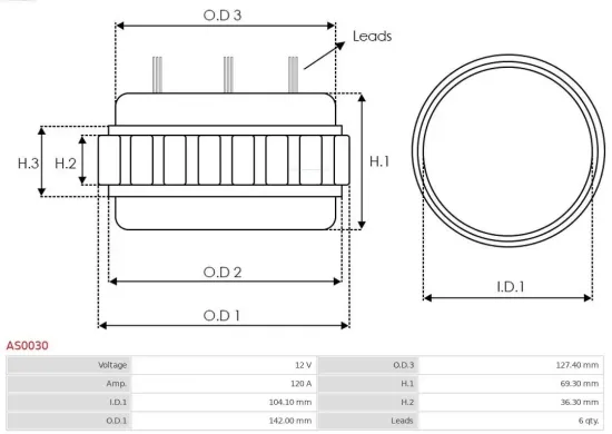 Stator, Generator 12 V AS-PL AS0030 Bild Stator, Generator 12 V AS-PL AS0030