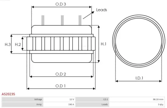 Stator, Generator 12 V AS-PL AS2023S Bild Stator, Generator 12 V AS-PL AS2023S