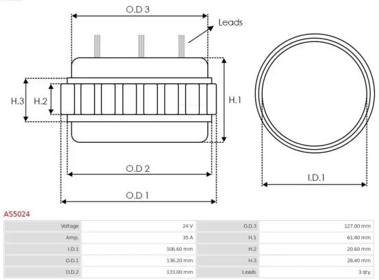 Stator, Generator 24 V AS-PL AS5024 Bild Stator, Generator 24 V AS-PL AS5024