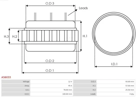 Stator, Generator 12 V AS-PL AS6033 Bild Stator, Generator 12 V AS-PL AS6033