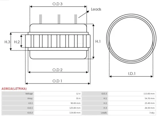 Stator, Generator 12 V AS-PL AS9016(LETRIKA) Bild Stator, Generator 12 V AS-PL AS9016(LETRIKA)