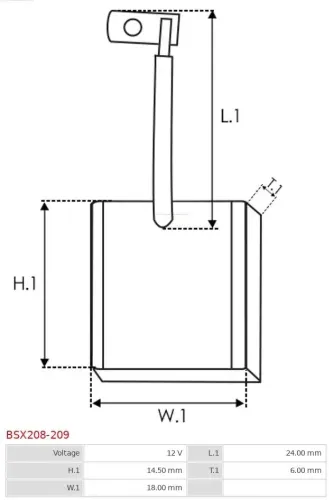 Kohlebürste, Starter 12 V AS-PL BSX208-209 Bild Kohlebürste, Starter 12 V AS-PL BSX208-209