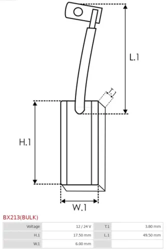 Kohlebürste, Generator 12 V AS-PL BX213(BULK) Bild Kohlebürste, Generator 12 V AS-PL BX213(BULK)