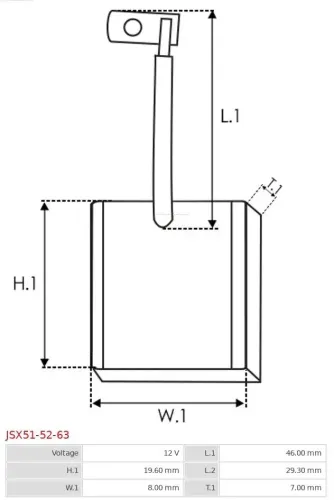 Kohlebürste, Starter 12 V AS-PL JSX51-52-63 Bild Kohlebürste, Starter 12 V AS-PL JSX51-52-63