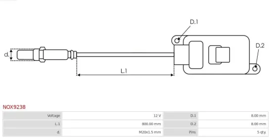 NOx-Sensor, Harnstoffeinspritzung 12 V AS-PL NOX9238 Bild NOx-Sensor, Harnstoffeinspritzung 12 V AS-PL NOX9238