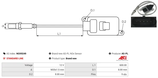 NOx-Sensor, Harnstoffeinspritzung 12 V AS-PL NOX9249 Bild NOx-Sensor, Harnstoffeinspritzung 12 V AS-PL NOX9249