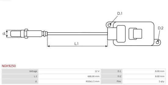 NOx-Sensor, Harnstoffeinspritzung 12 V AS-PL NOX9250 Bild NOx-Sensor, Harnstoffeinspritzung 12 V AS-PL NOX9250