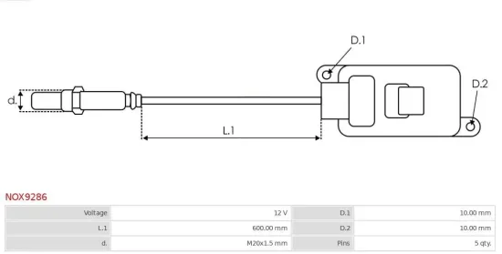 NOx-Sensor, Harnstoffeinspritzung 12 V AS-PL NOX9286 Bild NOx-Sensor, Harnstoffeinspritzung 12 V AS-PL NOX9286