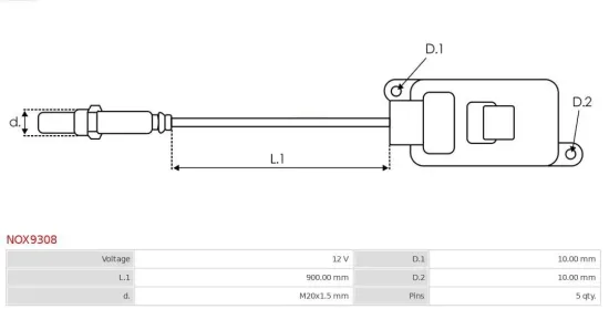 NOx-Sensor, Harnstoffeinspritzung 12 V AS-PL NOX9308 Bild NOx-Sensor, Harnstoffeinspritzung 12 V AS-PL NOX9308