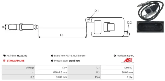 NOx-Sensor, Harnstoffeinspritzung 12 V AS-PL NOX9310 Bild NOx-Sensor, Harnstoffeinspritzung 12 V AS-PL NOX9310