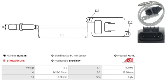 NOx-Sensor, Harnstoffeinspritzung 12 V AS-PL NOX9311 Bild NOx-Sensor, Harnstoffeinspritzung 12 V AS-PL NOX9311