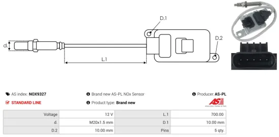 NOx-Sensor, Harnstoffeinspritzung 12 V AS-PL NOX9327 Bild NOx-Sensor, Harnstoffeinspritzung 12 V AS-PL NOX9327
