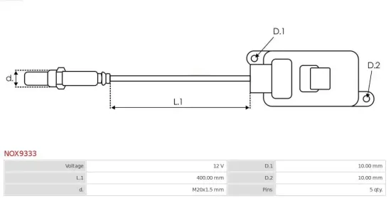 NOx-Sensor, Harnstoffeinspritzung 12 V AS-PL NOX9333 Bild NOx-Sensor, Harnstoffeinspritzung 12 V AS-PL NOX9333