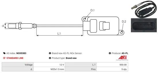 NOx-Sensor, Harnstoffeinspritzung 12 V AS-PL NOX9383 Bild NOx-Sensor, Harnstoffeinspritzung 12 V AS-PL NOX9383