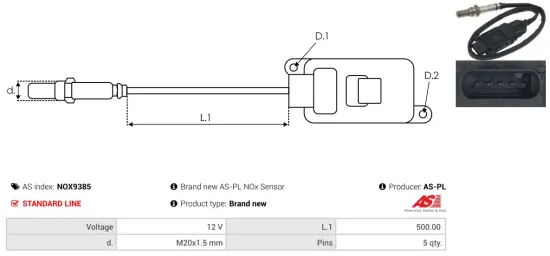 NOx-Sensor, Harnstoffeinspritzung 12 V AS-PL NOX9385 Bild NOx-Sensor, Harnstoffeinspritzung 12 V AS-PL NOX9385