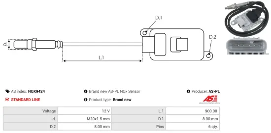 NOx-Sensor, Harnstoffeinspritzung 12 V AS-PL NOX9424 Bild NOx-Sensor, Harnstoffeinspritzung 12 V AS-PL NOX9424