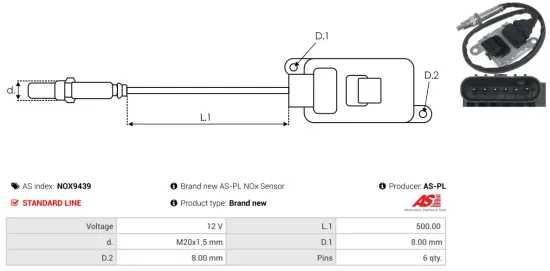 NOx-Sensor, Harnstoffeinspritzung 12 V AS-PL NOX9439 Bild NOx-Sensor, Harnstoffeinspritzung 12 V AS-PL NOX9439