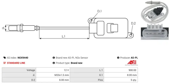 NOx-Sensor, Harnstoffeinspritzung 12 V AS-PL NOX9440 Bild NOx-Sensor, Harnstoffeinspritzung 12 V AS-PL NOX9440
