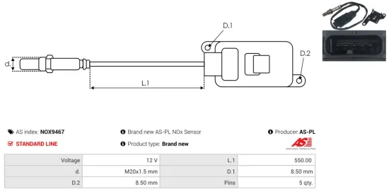 NOx-Sensor, Harnstoffeinspritzung 12 V AS-PL NOX9467 Bild NOx-Sensor, Harnstoffeinspritzung 12 V AS-PL NOX9467