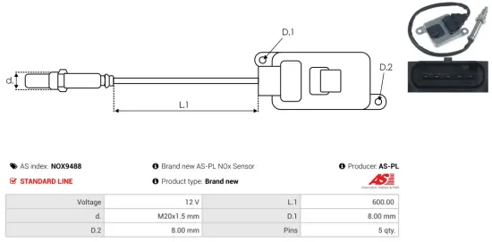 NOx-Sensor, Harnstoffeinspritzung 12 V AS-PL NOX9488 Bild NOx-Sensor, Harnstoffeinspritzung 12 V AS-PL NOX9488