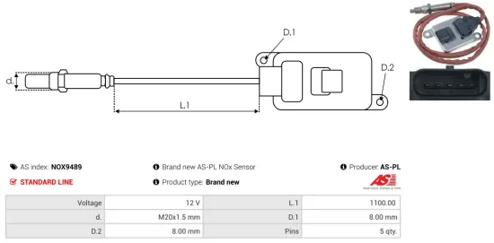 NOx-Sensor, Harnstoffeinspritzung 12 V AS-PL NOX9489 Bild NOx-Sensor, Harnstoffeinspritzung 12 V AS-PL NOX9489