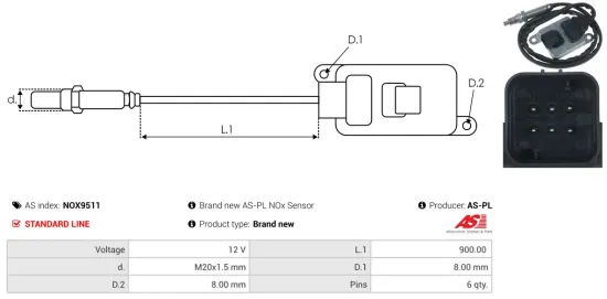 NOx-Sensor, Harnstoffeinspritzung 12 V AS-PL NOX9511 Bild NOx-Sensor, Harnstoffeinspritzung 12 V AS-PL NOX9511