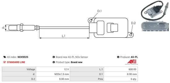 NOx-Sensor, Harnstoffeinspritzung 12 V AS-PL NOX9525 Bild NOx-Sensor, Harnstoffeinspritzung 12 V AS-PL NOX9525