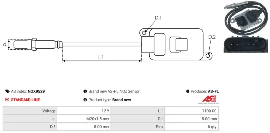 NOx-Sensor, Harnstoffeinspritzung 12 V AS-PL NOX9529 Bild NOx-Sensor, Harnstoffeinspritzung 12 V AS-PL NOX9529