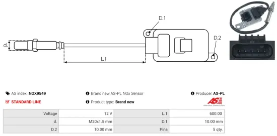 NOx-Sensor, Harnstoffeinspritzung 12 V AS-PL NOX9549 Bild NOx-Sensor, Harnstoffeinspritzung 12 V AS-PL NOX9549